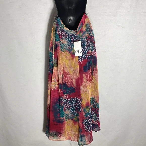 Zara Multicolored Jewel Midi Skirt Size S - Picture 9 of 16